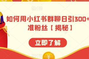 如何用小红书群聊日引300+精准粉丝【揭秘】